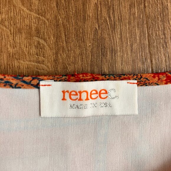 Renee C. Orange Patterned Layered Top Sz M - Picture 6 of 10